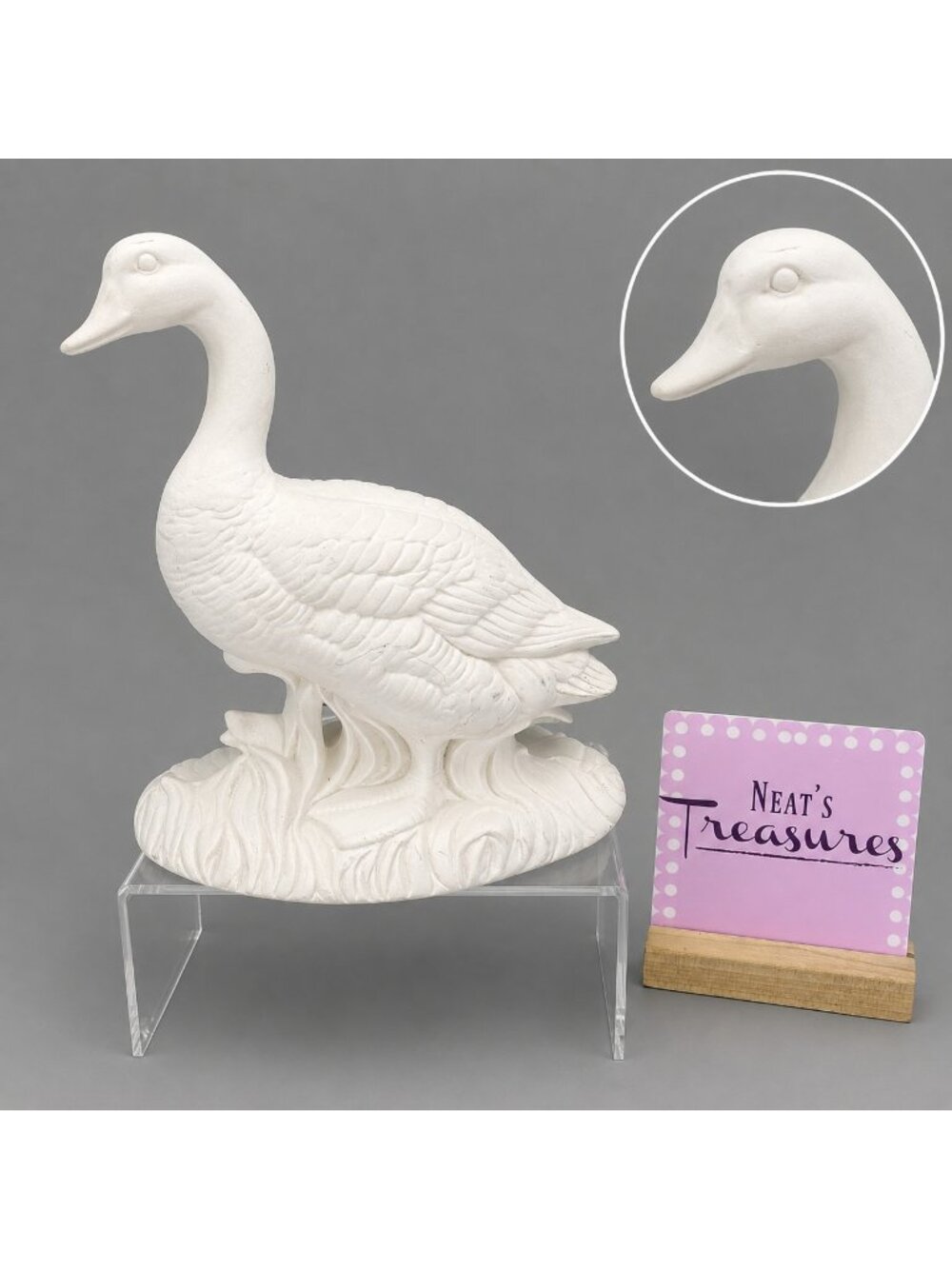 VTG Atlantic Mold A 435 Unpainted MALLARD DUCK 9" T Ceramic Bisque Bird Figurine